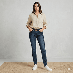 Jeans Pitillo Piedrería con bordado