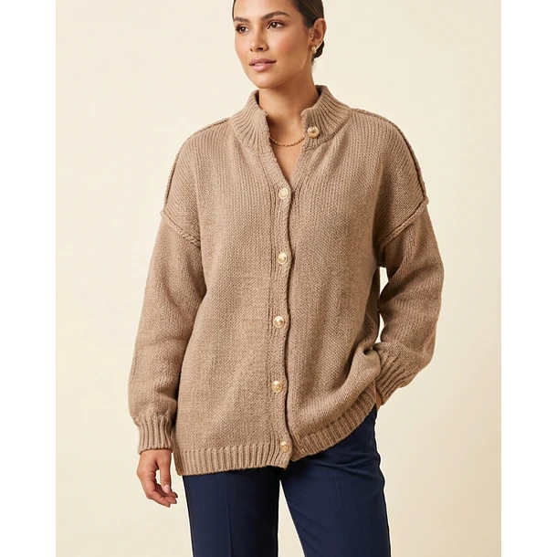 Chaleco Tejido Oversize Botones Dorados 1