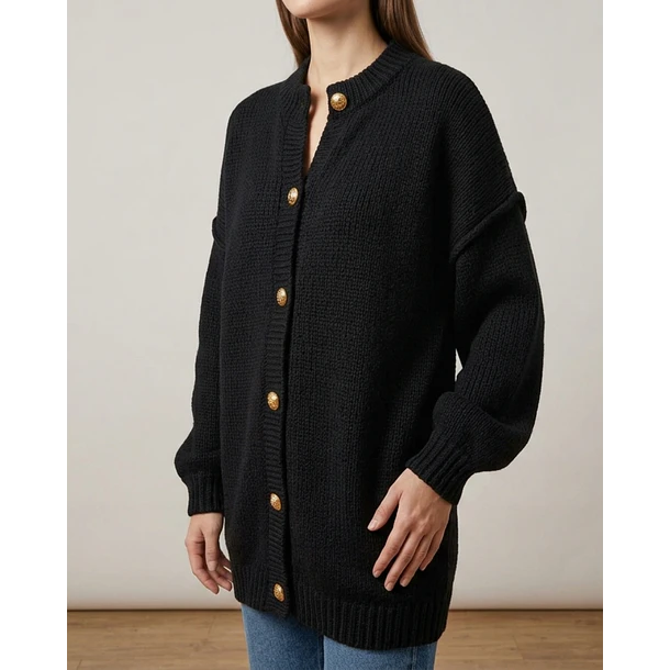 Chaleco Tejido Oversize Botones Dorados 2