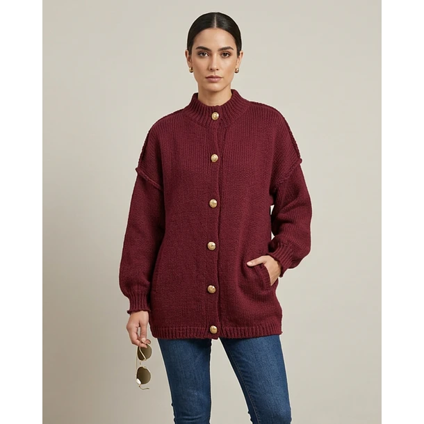 Chaleco Tejido Oversize Botones Dorados 3