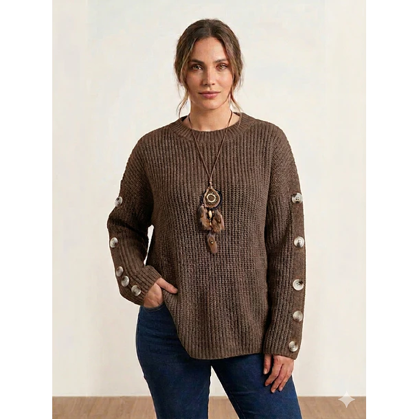 Chaleco Tejido Oversize Abotonado en Mangas 1