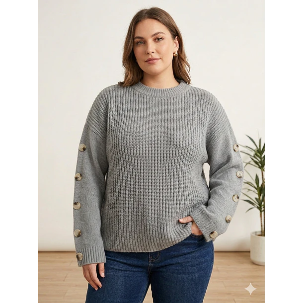 Chaleco Tejido Oversize Abotonado en Mangas 4