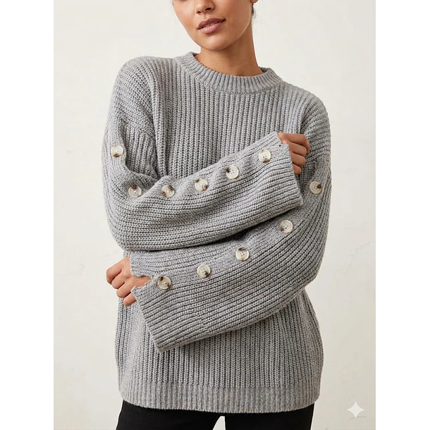 Chaleco Tejido Oversize Abotonado en Mangas 3