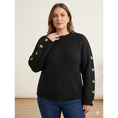 Chaleco Tejido Oversize Abotonado en Mangas