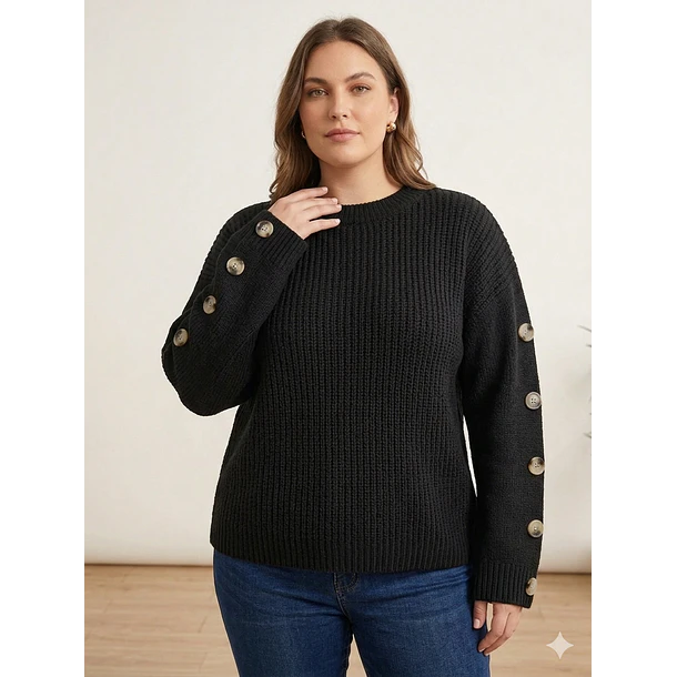 Chaleco Tejido Oversize Abotonado en Mangas 2