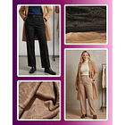 Pantalón Forrado Sastrero Mujer Tiro Alto con Cinturón Botones 5