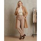 Pantalón Forrado Sastrero Mujer Tiro Alto con Cinturón Botones 2