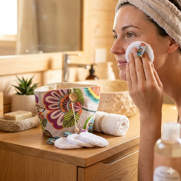 Set Desmaquillante Facial con Pétalos Reutilizables Hecho a Mano 3