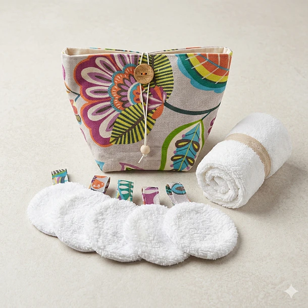 Set Desmaquillante Facial con Pétalos Reutilizables Hecho a Mano 2