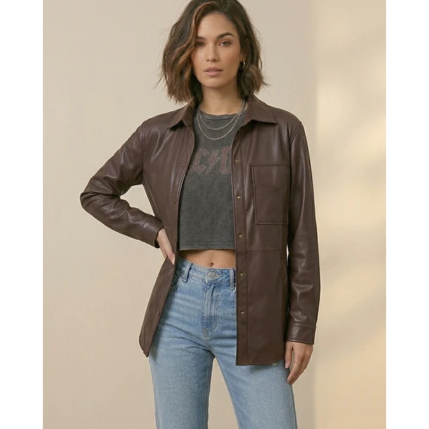 Blusa Sobrecamisa Eco Cuero 1