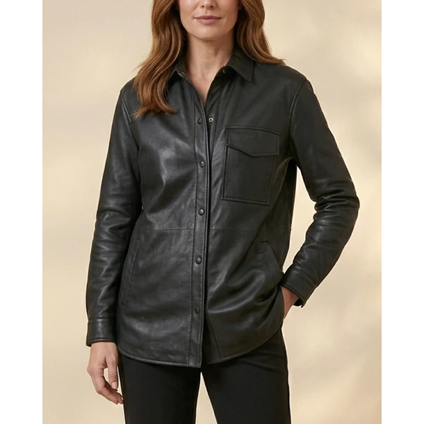 Blusa Sobrecamisa Eco Cuero 7