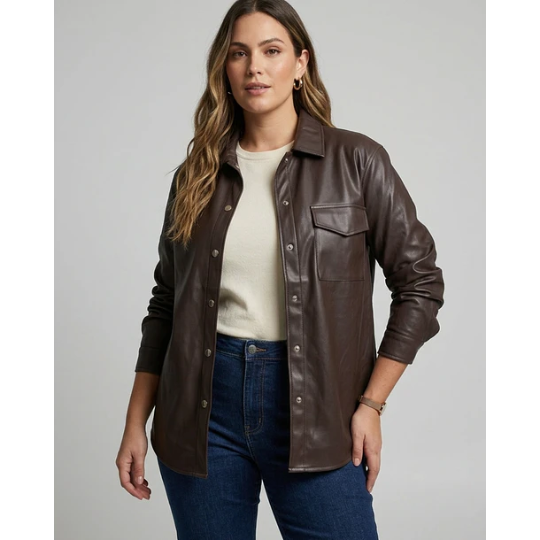 Blusa Sobrecamisa Eco Cuero 3