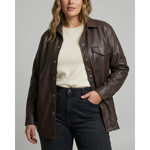 Blusa Sobrecamisa Eco Cuero 5