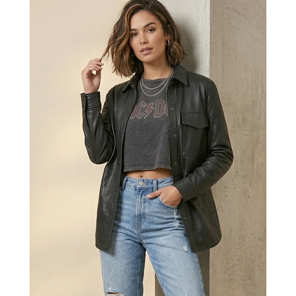 Blusa Sobrecamisa Eco Cuero 2
