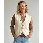 Chaleco Tejido Gilet Crudo con Botones Vintage 1