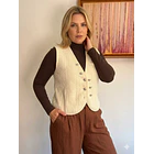 Chaleco Tejido Gilet Crudo con Botones Vintage 2