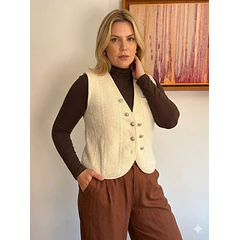 Chaleco Tejido Mujer Crudo con Botones Vintage