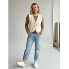 Chaleco Tejido Gilet Crudo con Botones Vintage 4