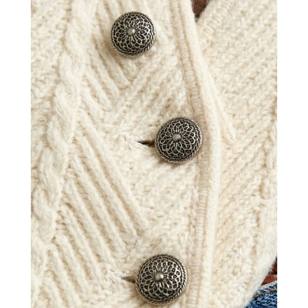 Chaleco Tejido Gilet Crudo con Botones Vintage 3