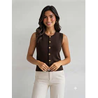 Polera Gilet Tejida de Lanilla Sin Mangas 5