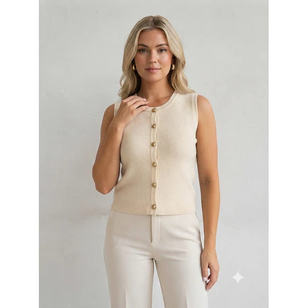 Polera Gilet Tejida de Lanilla Sin Mangas 7