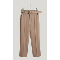 Pantalón Forrado Sastrero Mujer Tiro Alto con Cinturón