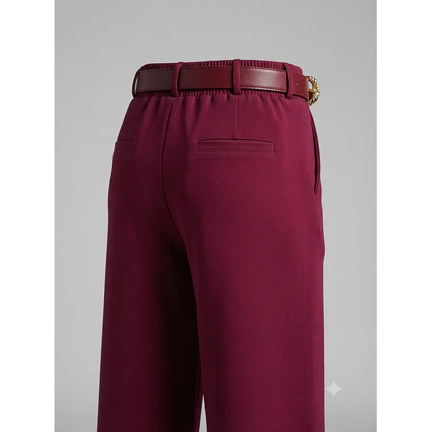 Pantalón Forrado Sastrero Mujer Tiro Alto con Cinturón 4