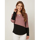 Polera Bicolor Manga Larga con Espalda Descubierta 1