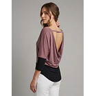 Polera Bicolor Manga Larga con Espalda Descubierta 2