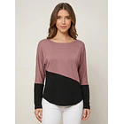 Polera Bicolor Manga Larga con Espalda Descubierta 4