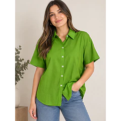 Blusa Oversize de Botones con Cuello Camisero