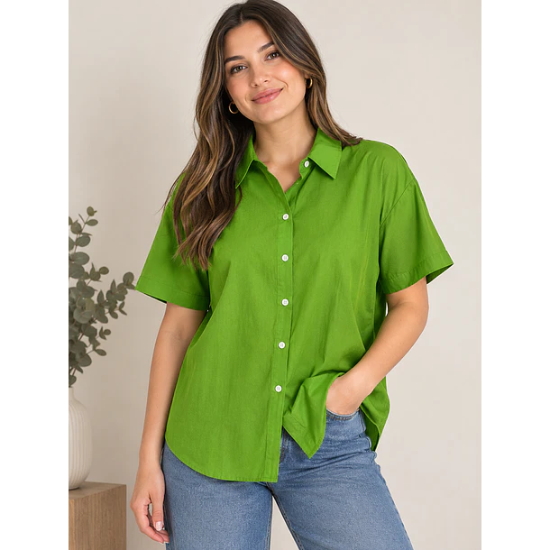Blusa Oversize de Botones con Cuello Camisero 1