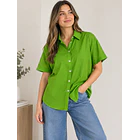 Blusa Oversize de Botones con Cuello Camisero 4