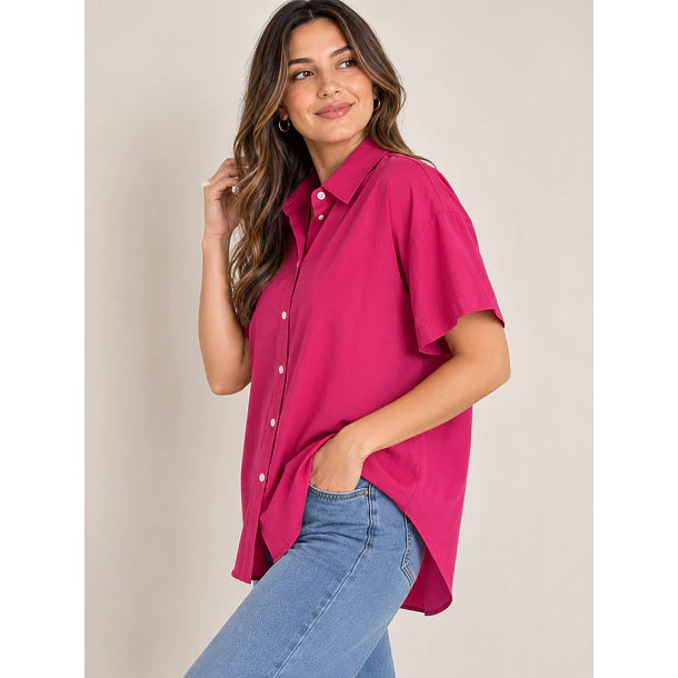 Blusa Oversize de Botones con Cuello Camisero 2