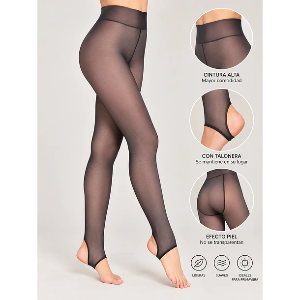 Panty Efecto Piel con Talonera – Negra Tiro Alto 3