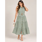 Vestido Camisero Largo con Cinturón 1