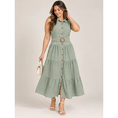 Vestido Camisero Largo con Cinturón