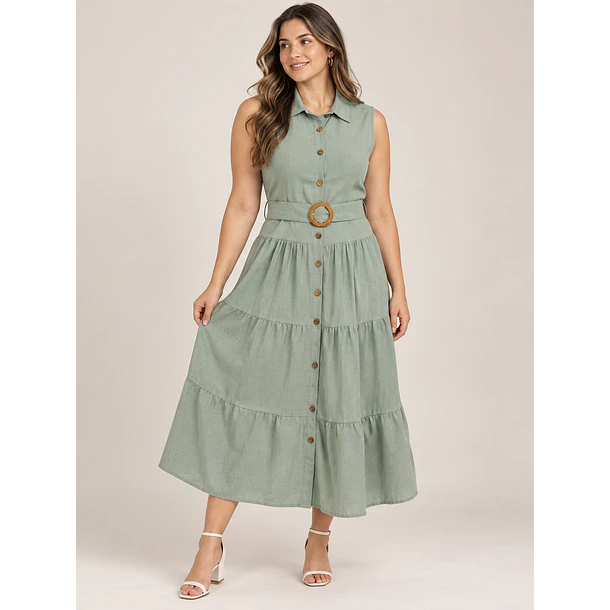 Vestido Camisero Largo con Cinturón 4