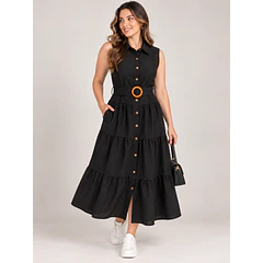 Vestido Camisero Largo con Cinturón