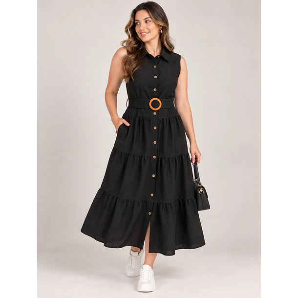 Vestido Camisero Largo con Cinturón 2