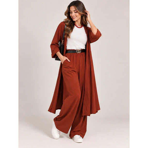 Conjunto Mujer Palazzo + Tapado y Cinturón 3