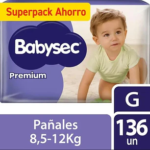 Pañales Babysec Premium talla G X136  de 136 unidades 
