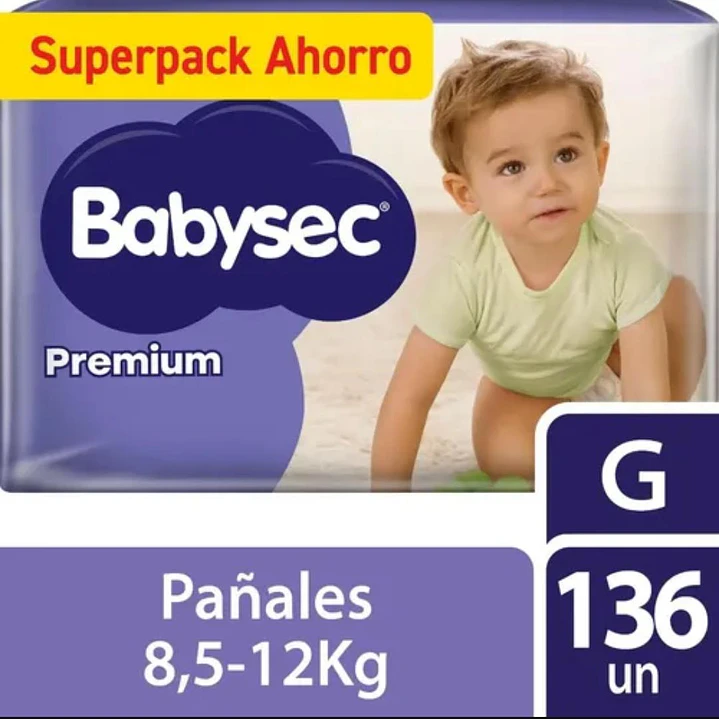 Pañales Babysec Premium talla G X136  de 136 unidades  1