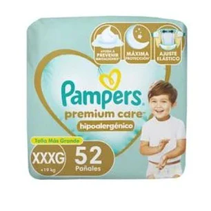 Pañales Pampers premium care x19  kg talla xxxg 52 unidades 
