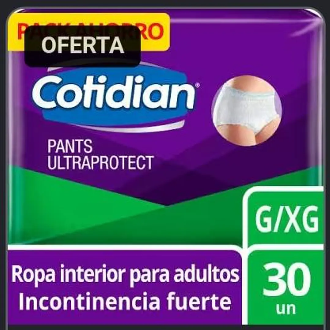 Pañales para adultos Incontinencia fuerte cotidian premium G/XG DE 30 UNIDADES  1