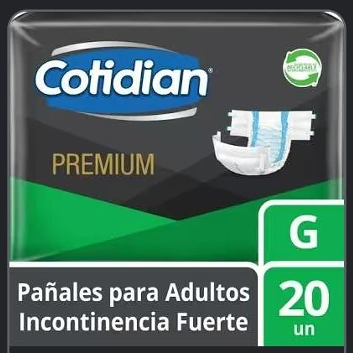 Pañales para adultos Incontinencia fuerte cotidian premium G  DE 20  UNIDADES  1