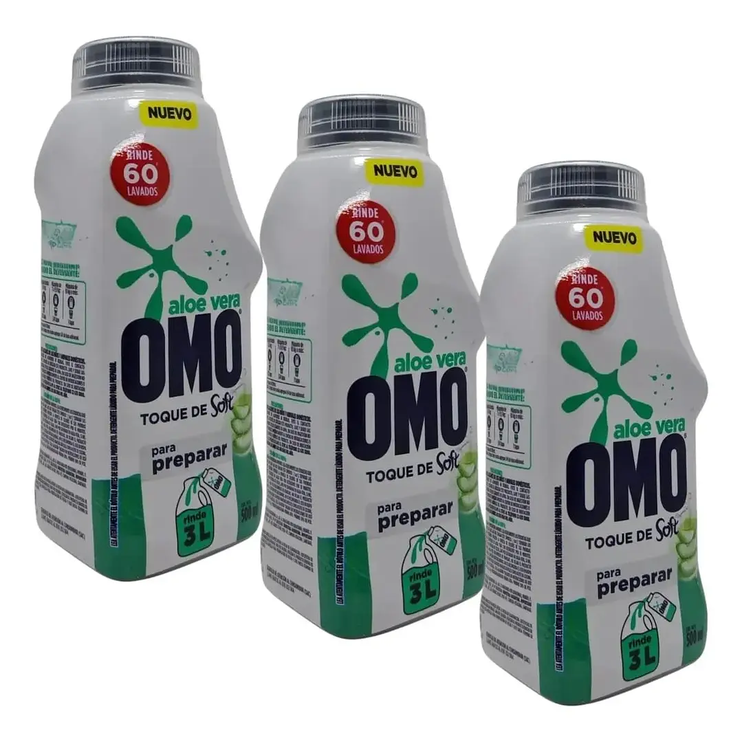 Omo Aloe Vera Pack X 3 Detergente Liquido Para Diluir 500 Ml 1