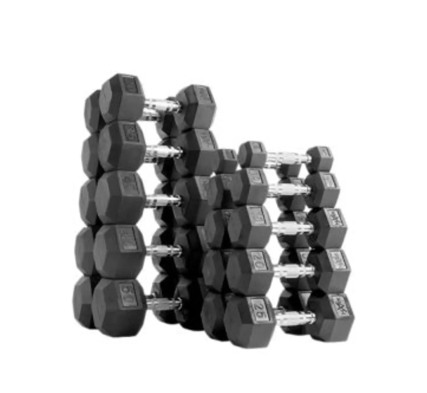 Set de mancuernas Hexagonales de 5 a 50 libras no incluye Rack 1