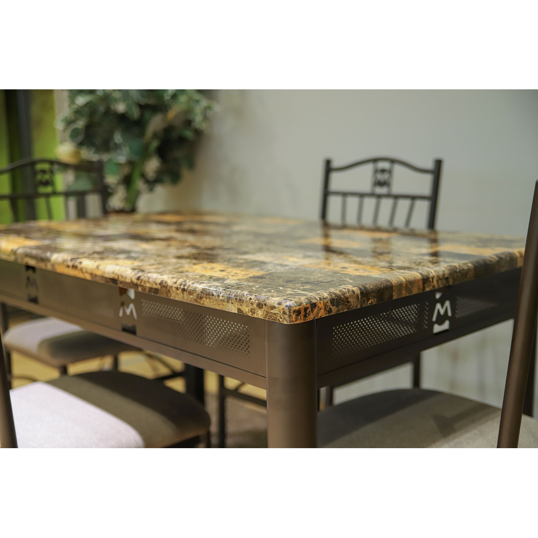 JUEGO COMEDOR METALICO 4 SILLAS DS25084E/MARBLE M&H