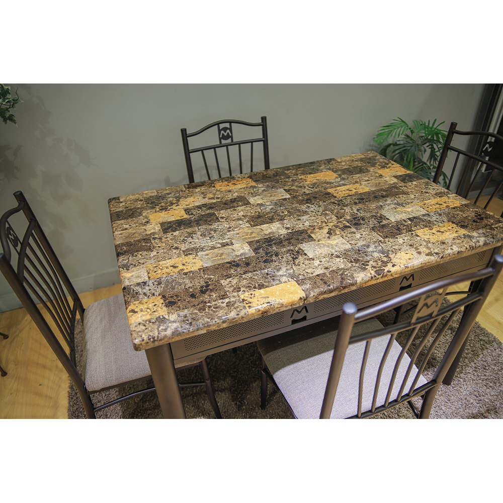 JUEGO COMEDOR METALICO 4 SILLAS DS25084E/MARBLE M&H